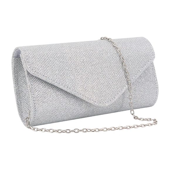 Shiny Fabric Envelop Evening Bag Handbag Clutch Purse Wedding V :| - Picture 1 of 7